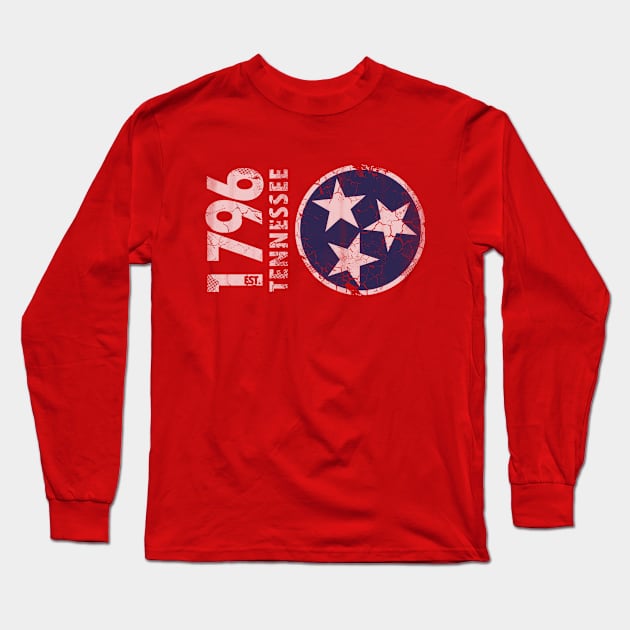 1776 Tennessee State Flag Retro Fade Long Sleeve T-Shirt by E